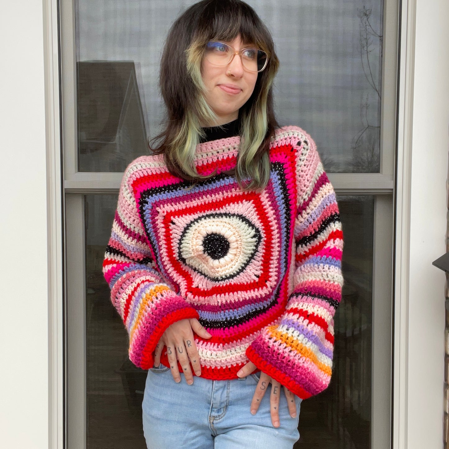 Valentines Eye Candy sweater - OOAK