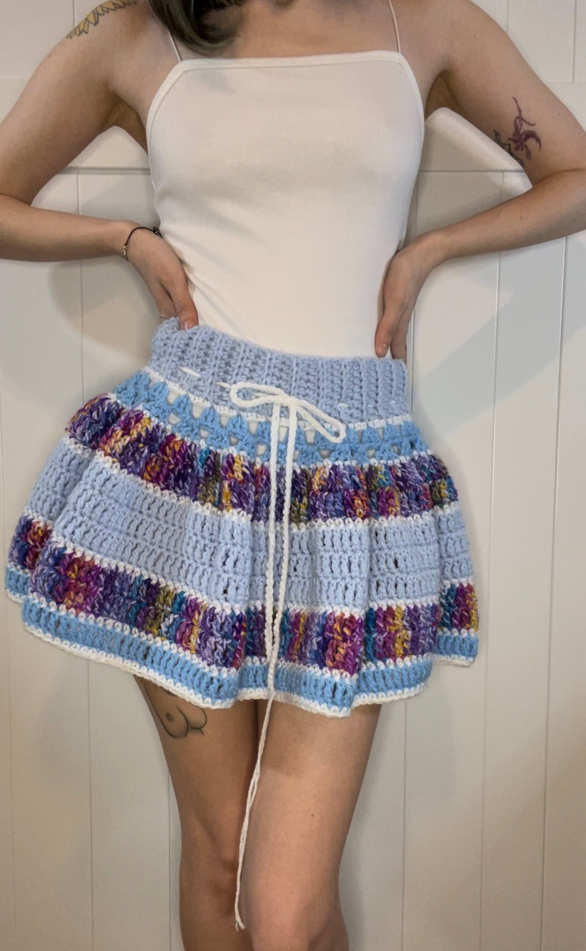 Blue/Purple/White Scrappy Skirt - OOAK