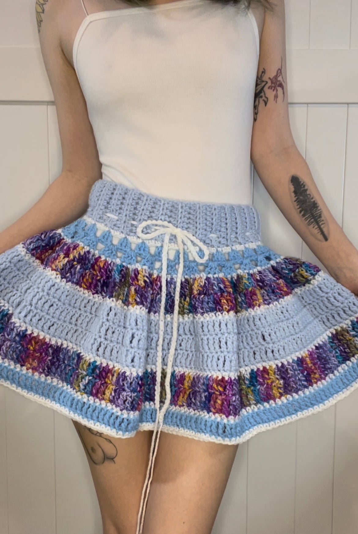 Blue/Purple/White Scrappy Skirt - OOAK